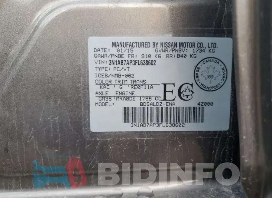 3N1AB7AP3FL638602 Photo# 12