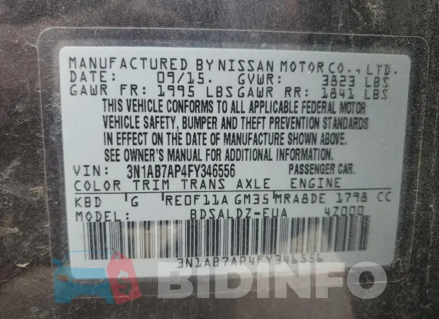 3N1AB7AP4FY346556 Photo# 12