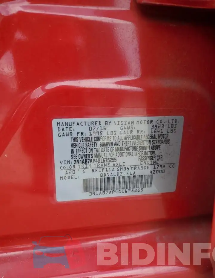 3N1AB7AP4GL675255 Photo# 12