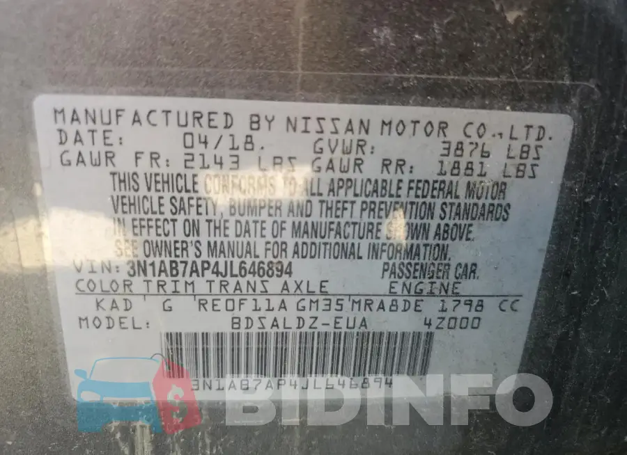 3N1AB7AP4JL646894 Photo# 12