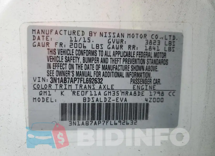 3N1AB7AP7FL692632 Photo# 12