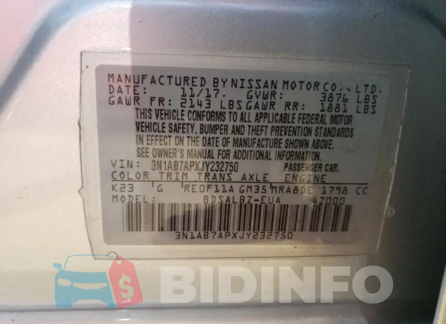 3N1AB7APXJY232750 Photo# 12