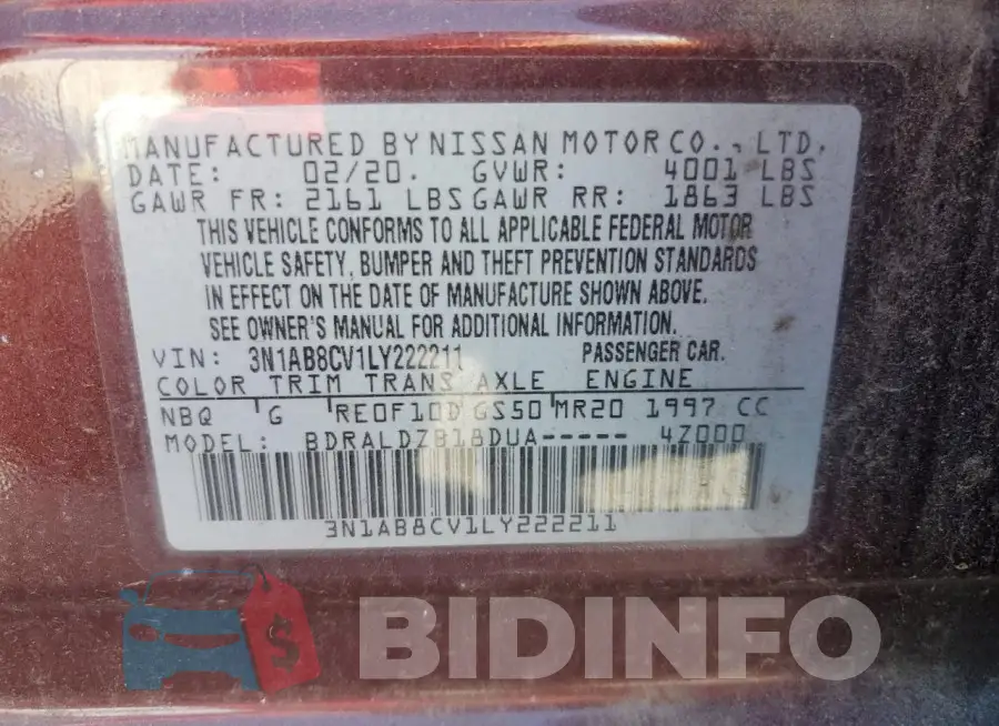 3N1AB8CV1LY222211 Photo# 12