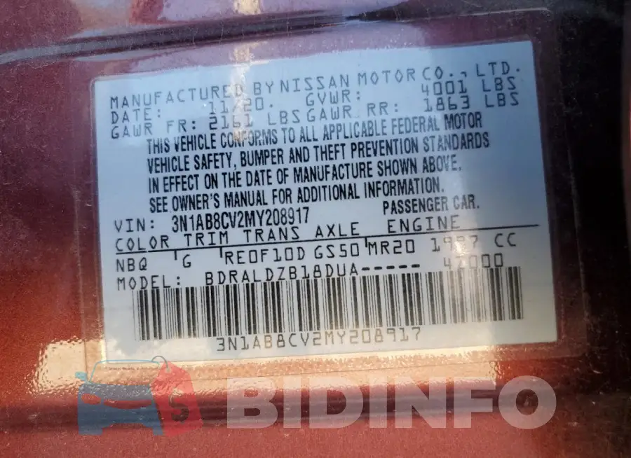 3N1AB8CV2MY208917 Photo# 12
