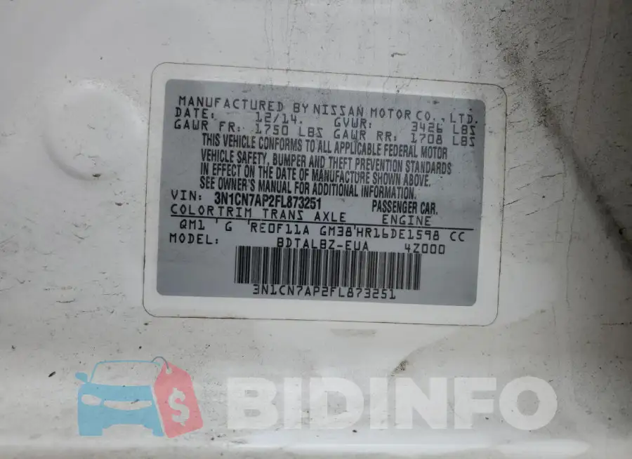 3N1CN7AP2FL873251 Photo# 12