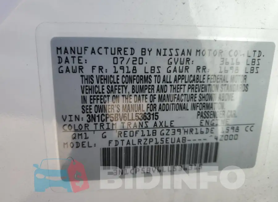 3N1CP5BV6LL536315 Photo# 13