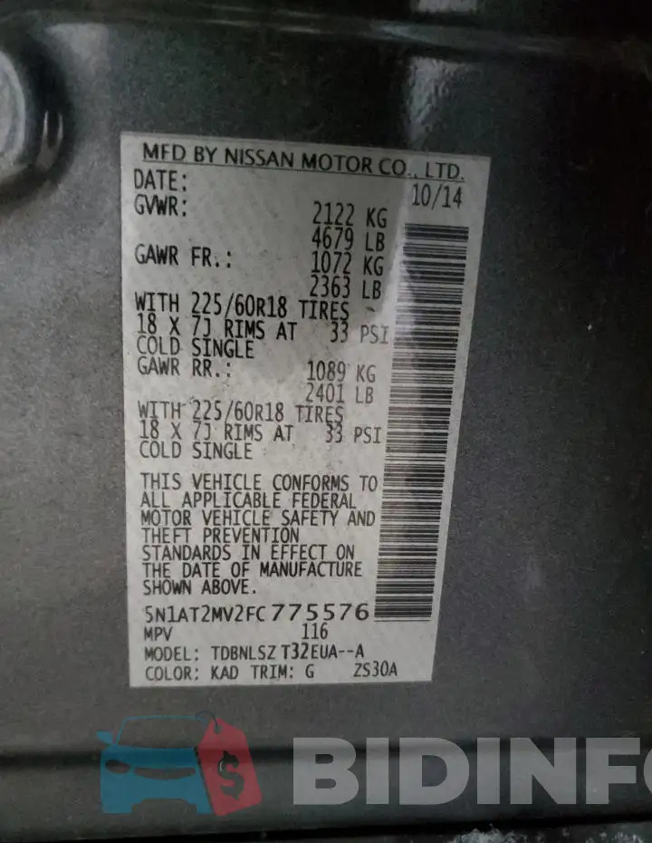 5N1AT2MV2FC775576 Photo# 13