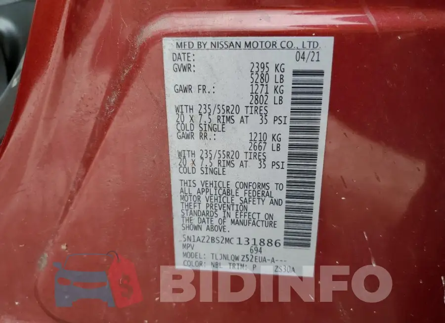 5N1AZ2BS2MC131886 Photo# 14
