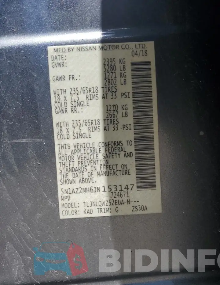 5N1AZ2MH6JN153147 Photo# 12
