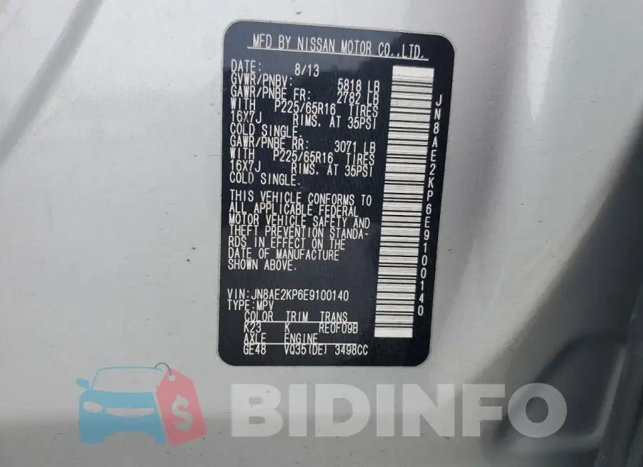JN8AE2KP6E9100140 Photo# 12