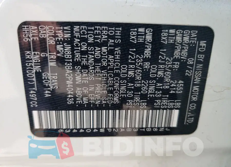 JN8BT3BA2PW404436 Photo# 12