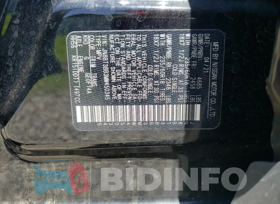JN8BT3BB3MW450345 Photo# 13