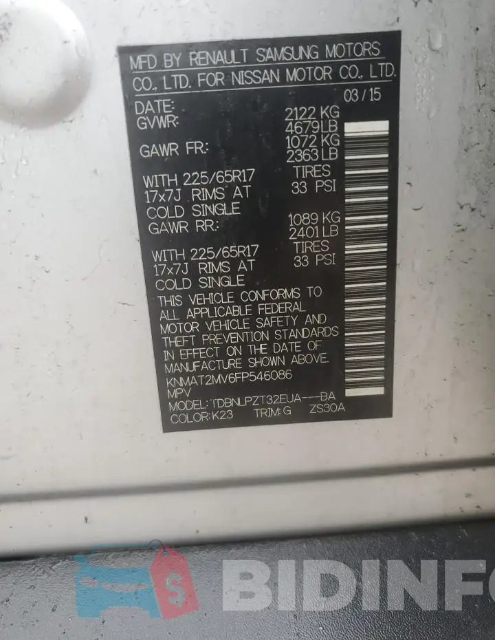 KNMAT2MV6FP546086 Photo# 13