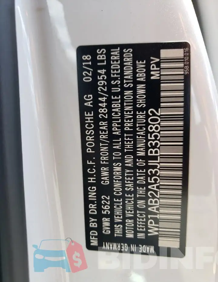 WP1AB2A53JLB35802 Photo# 12