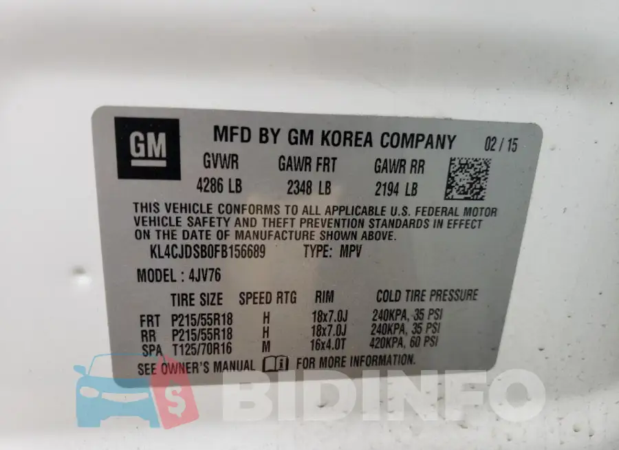 KL4CJDSB0FB156689 Photo# 14