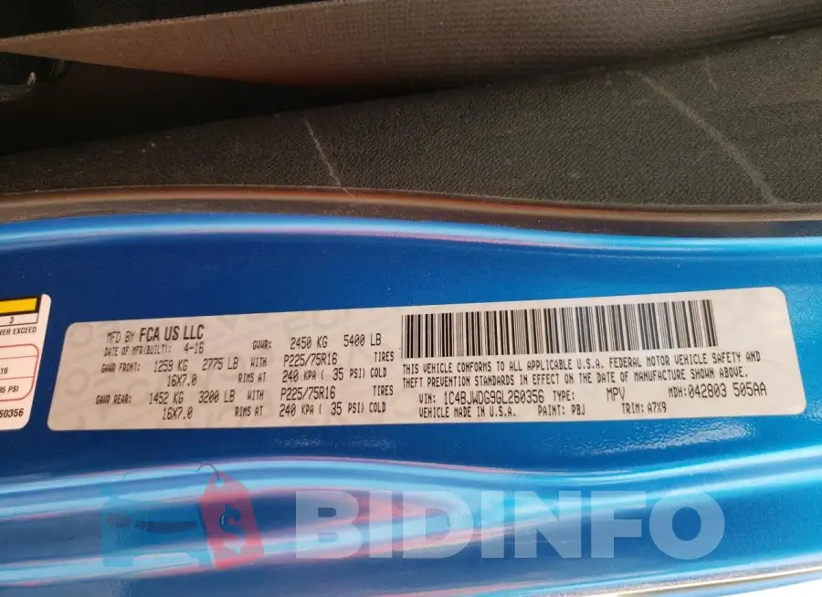 1C4BJWDG9GL260356 Photo# 14