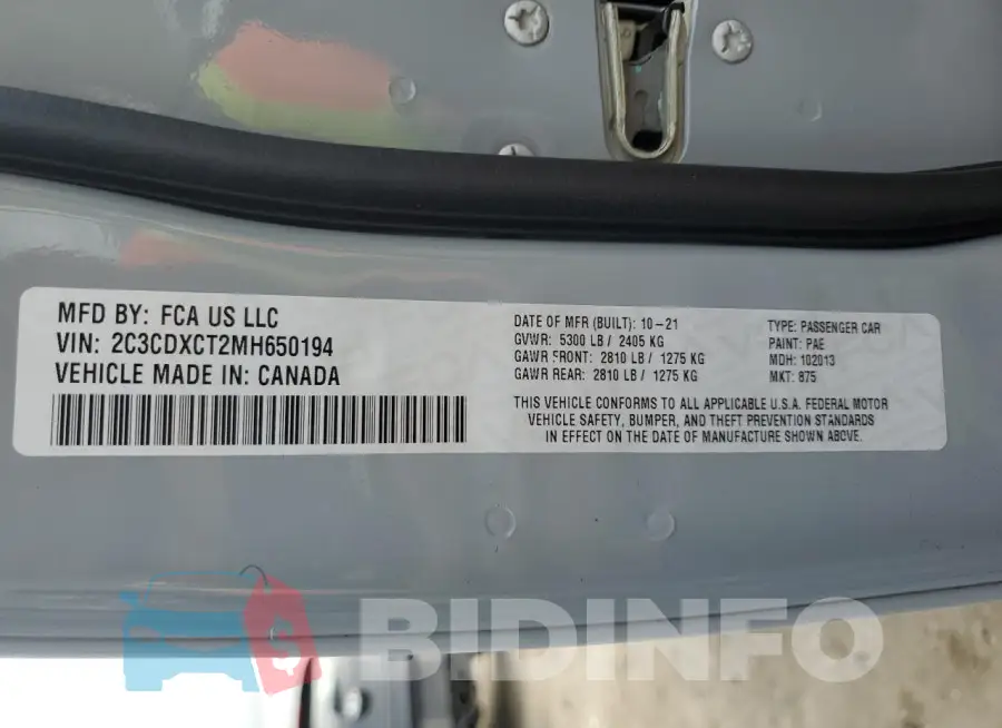 2C3CDXCT2MH650194 Photo# 13