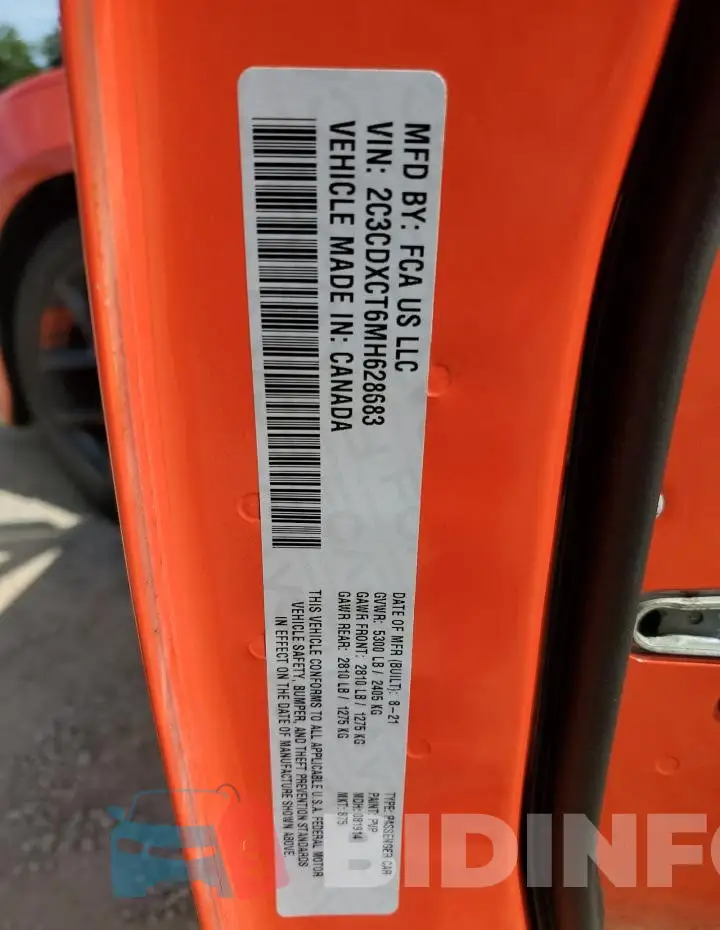 2C3CDXCT6MH628683 Photo# 12