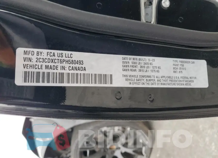 2C3CDXCT6PH580493 Photo# 13