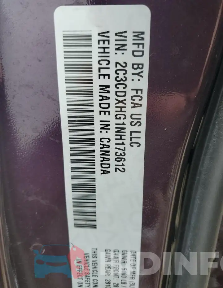 2C3CDXHG1NH173612 Photo# 12