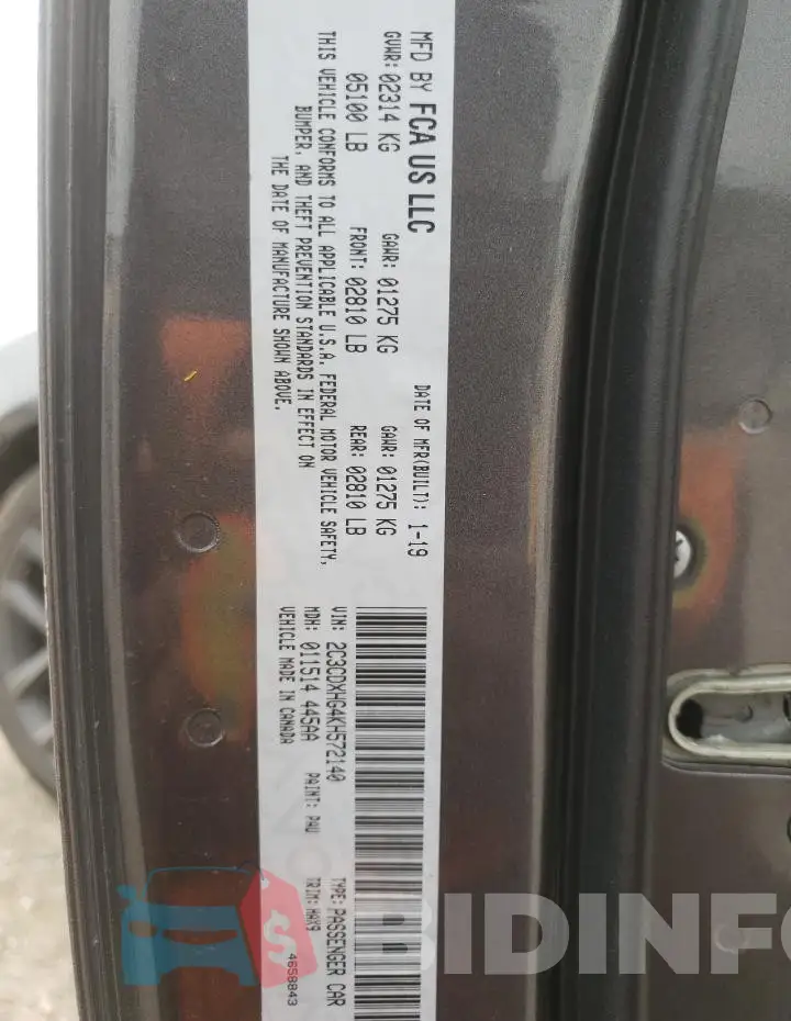 2C3CDXHG4KH572140 Photo# 13
