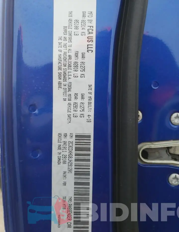 2C3CDXHG8JH291201 Photo# 12