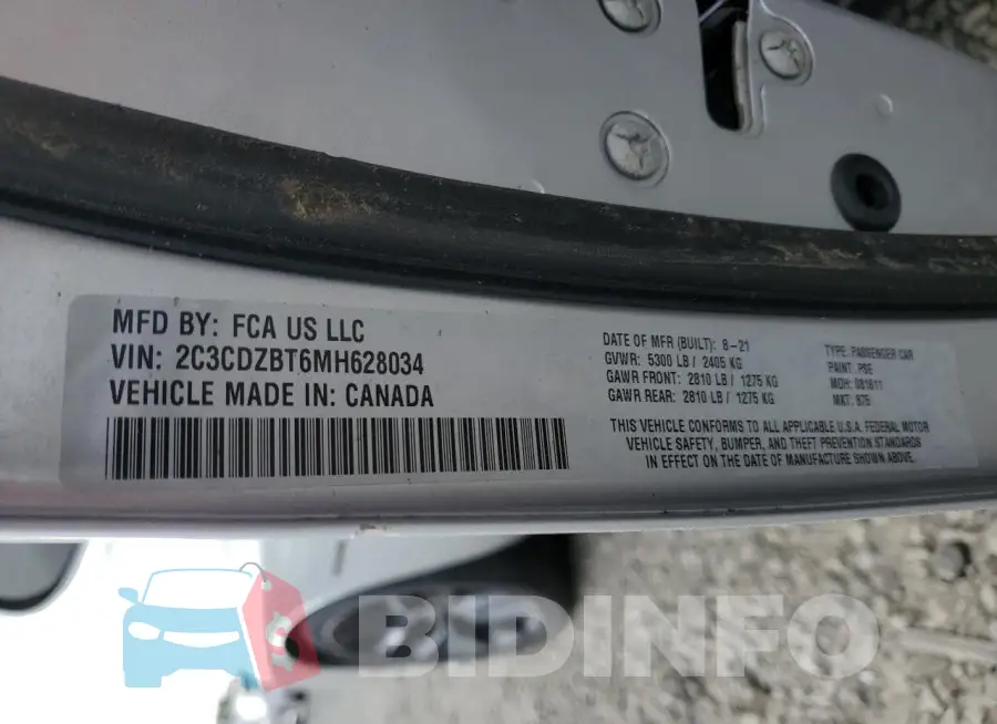 2C3CDZBT6MH628034 Photo# 12