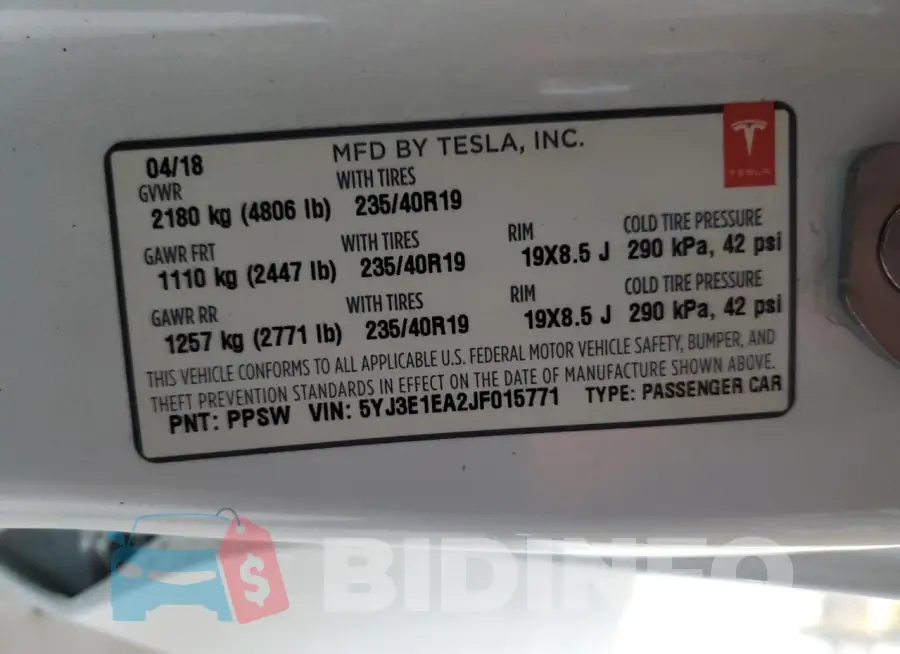 5YJ3E1EA2JF015771 Photo# 12