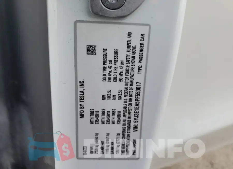 5YJ3E1EA5PF553017 Photo# 13