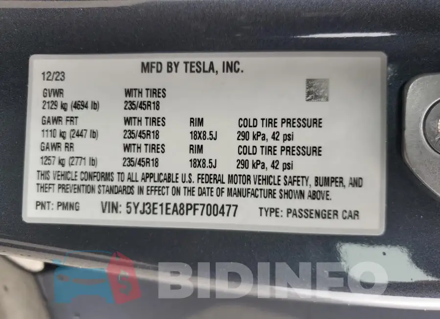 5YJ3E1EA8PF700477 Photo# 12