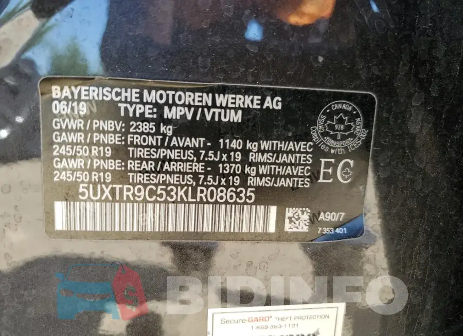 5UXTR9C53KLR08635 Photo# 13