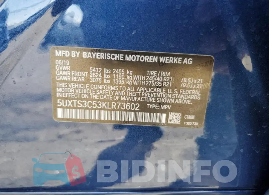 5UXTS3C53KLR73602 Photo# 13