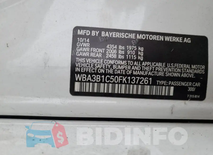 WBA3B1C50FK137261 Photo# 12