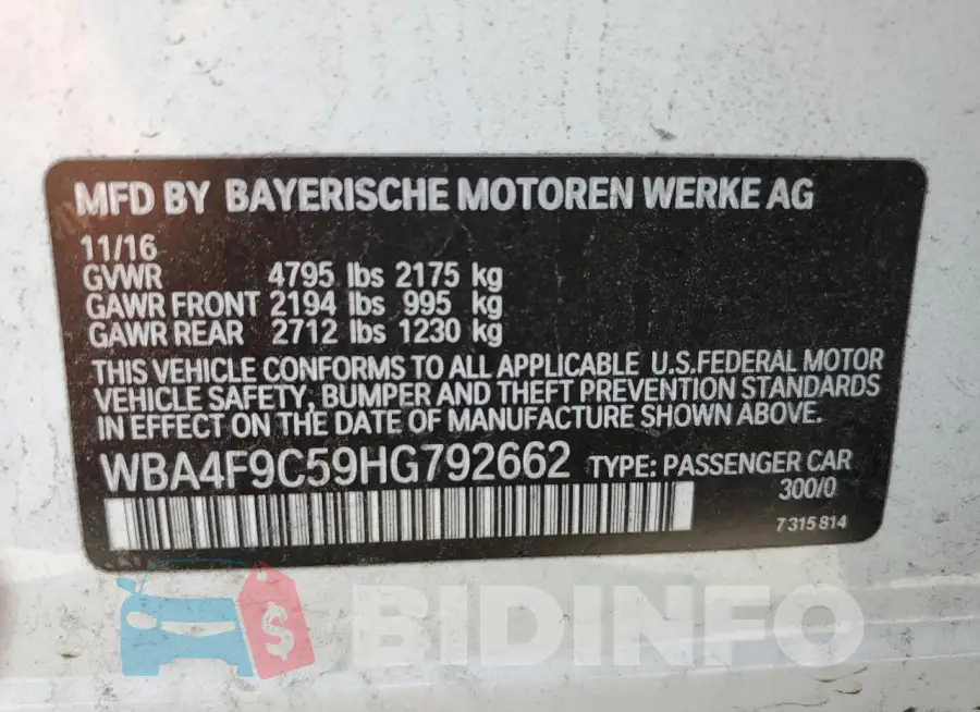 WBA4F9C59HG792662 Photo# 12