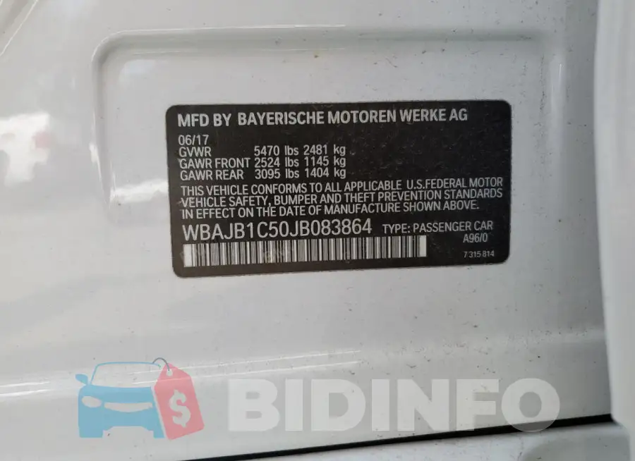 WBAJB1C50JB083864 Photo# 12