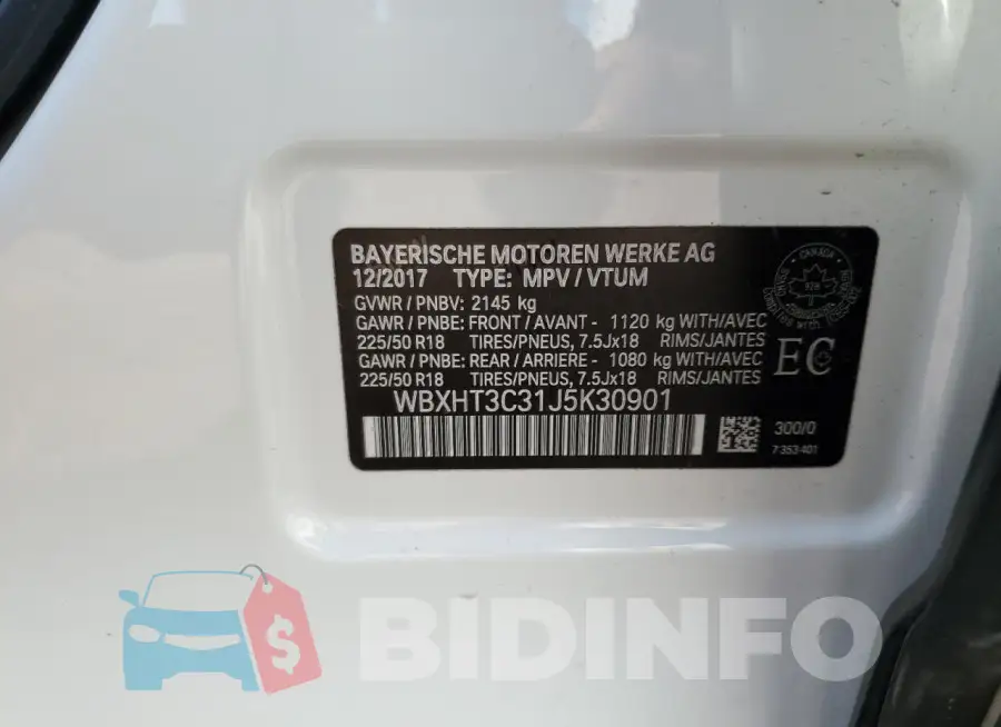WBXHT3C31J5K30901 Photo# 13