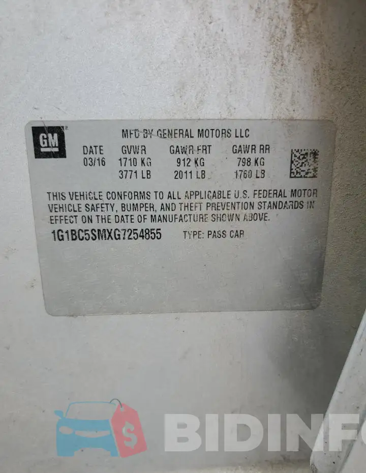 1G1BC5SMXG7254855 Photo# 12
