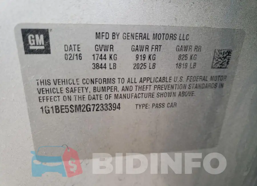 1G1BE5SM2G7233394 Photo# 12