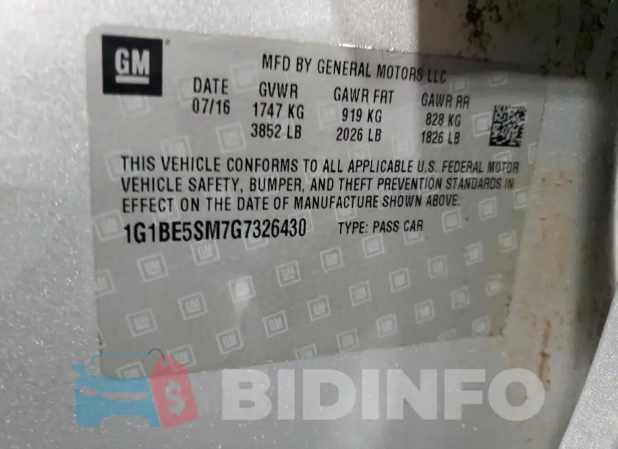 1G1BE5SM7G7326430 Photo# 12