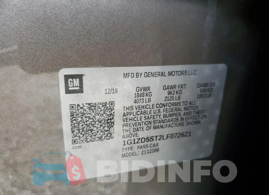 1G1ZD5ST2LF072621 Photo# 12