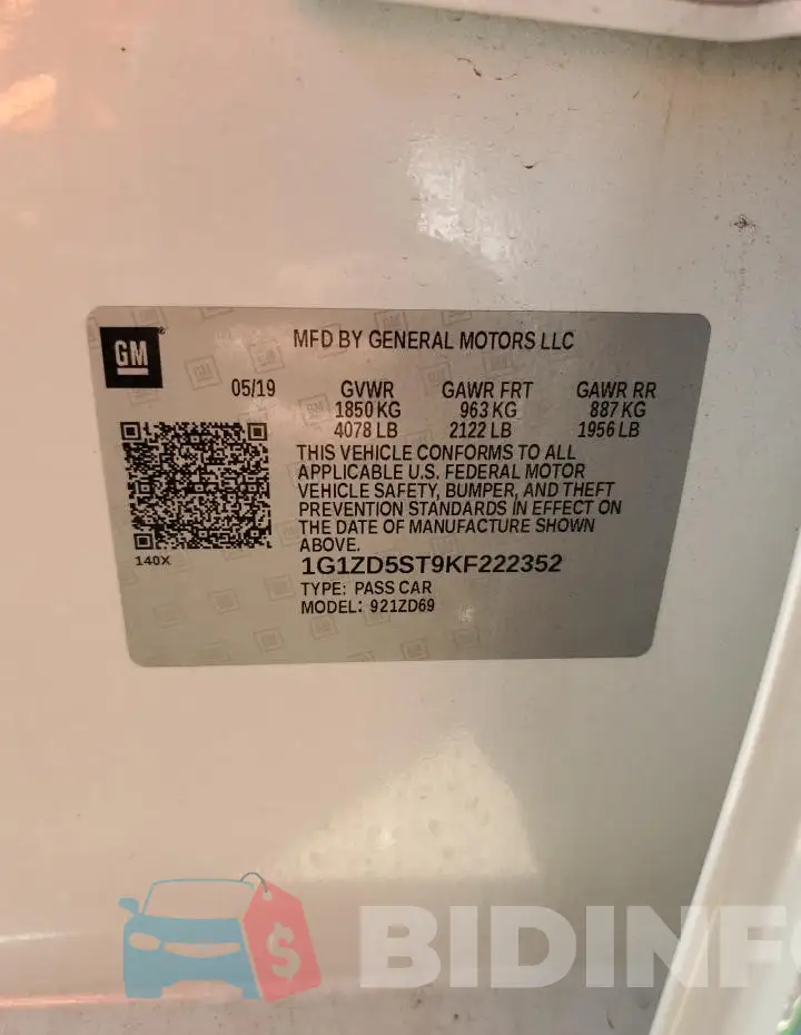 1G1ZD5ST9KF222352 Photo# 13