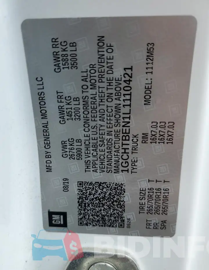 1GCHTBEN1L1110421 Photo# 12