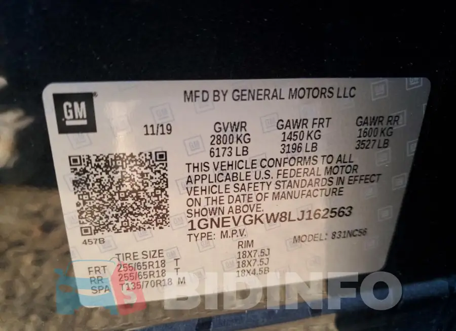 1GNEVGKW8LJ162563 Photo# 13