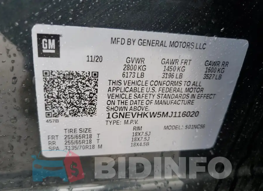 1GNEVHKW5MJ116020 Photo# 13