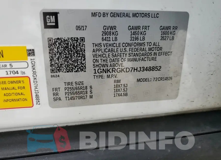 1GNKRGKD7HJ348852 Photo# 13