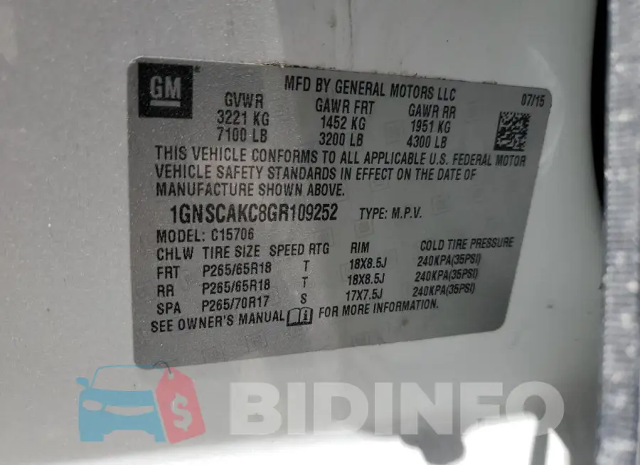 1GNSCAKC8GR109252 Photo# 12