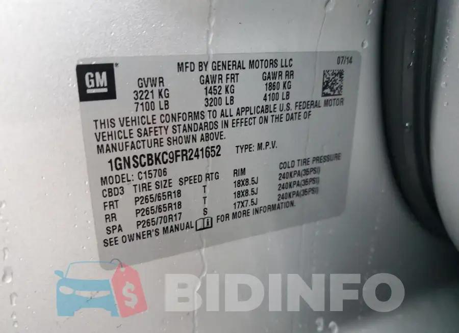 1GNSCBKC9FR241652 Photo# 13