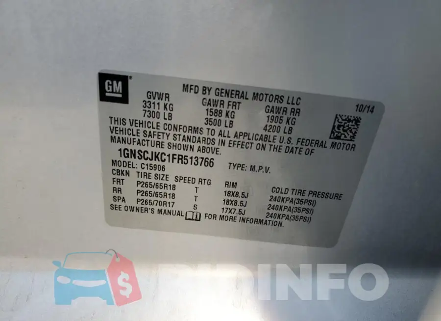 1GNSCJKC1FR513766 Photo# 13