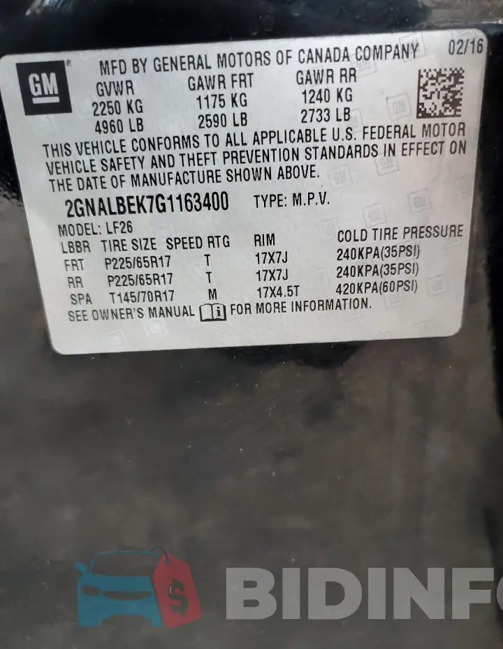 2GNALBEK7G1163400 Photo# 13