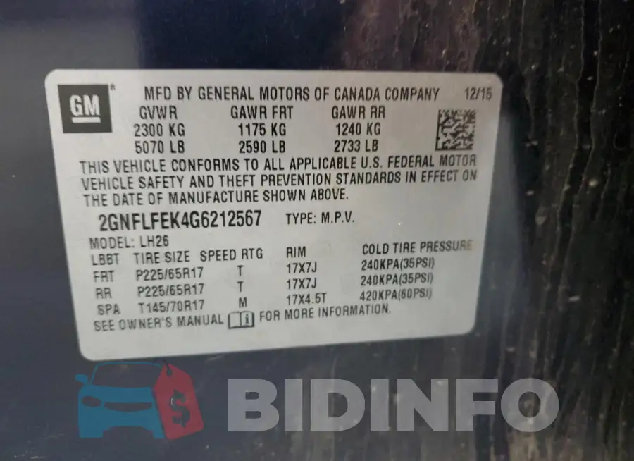 2GNFLFEK4G6212567 Photo# 13